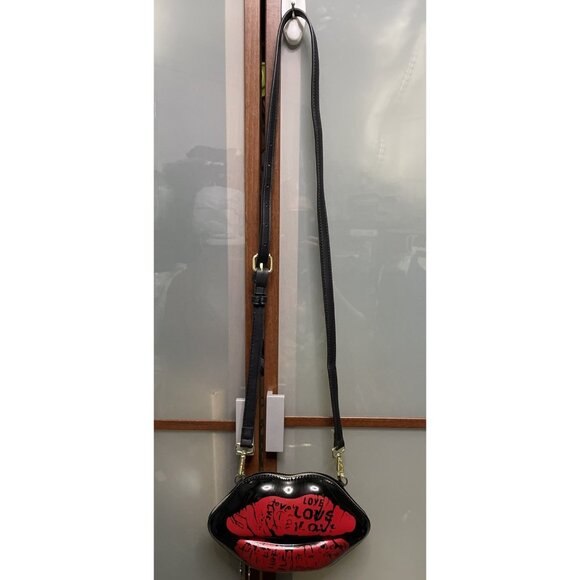 Steve Madden 3D Lips Shape Black PVC Convertible Crossbody Shoulder Bag Clutch - Picture 3 of 8